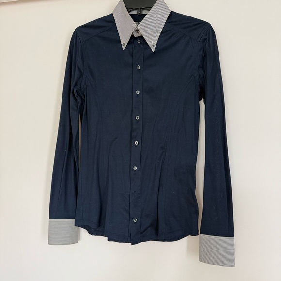 Dolce & Gabbana Navy Shirt with Pinstriped Accents - Picture 2 of 5